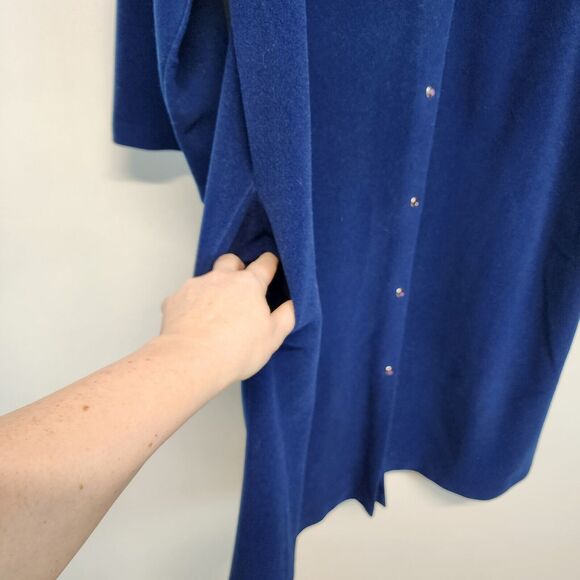 Vintage Vanity Fair Velour Housecoat Robe Size M Blue Button Up Long Sleeve - Picture 5 of 13